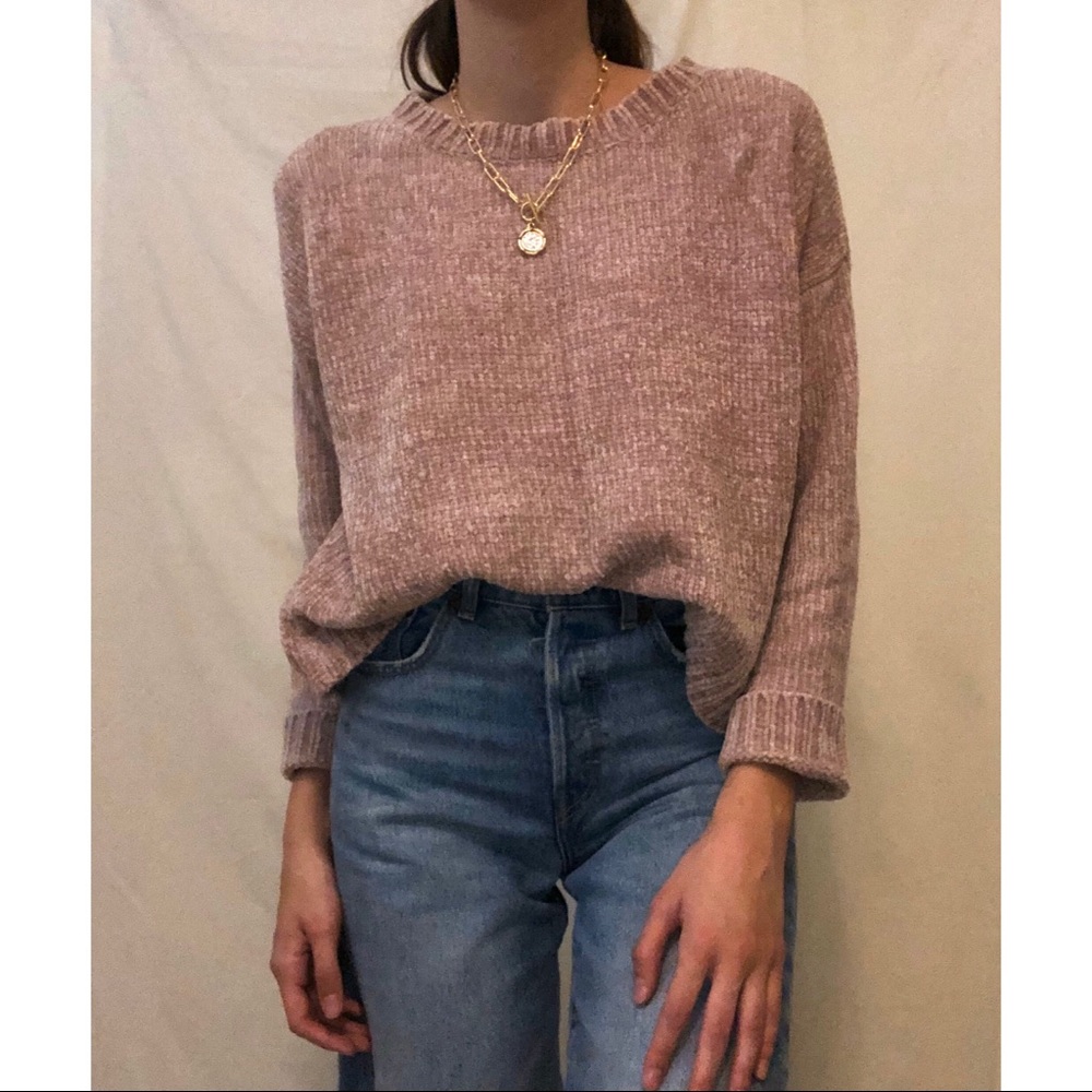 Pink chenille sweater